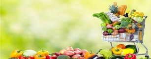 GROCERY TROLLEY FULL OF HEALTHY FOOD